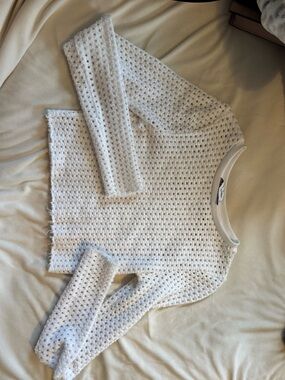 Social Tourist White Open Weave Crop Top